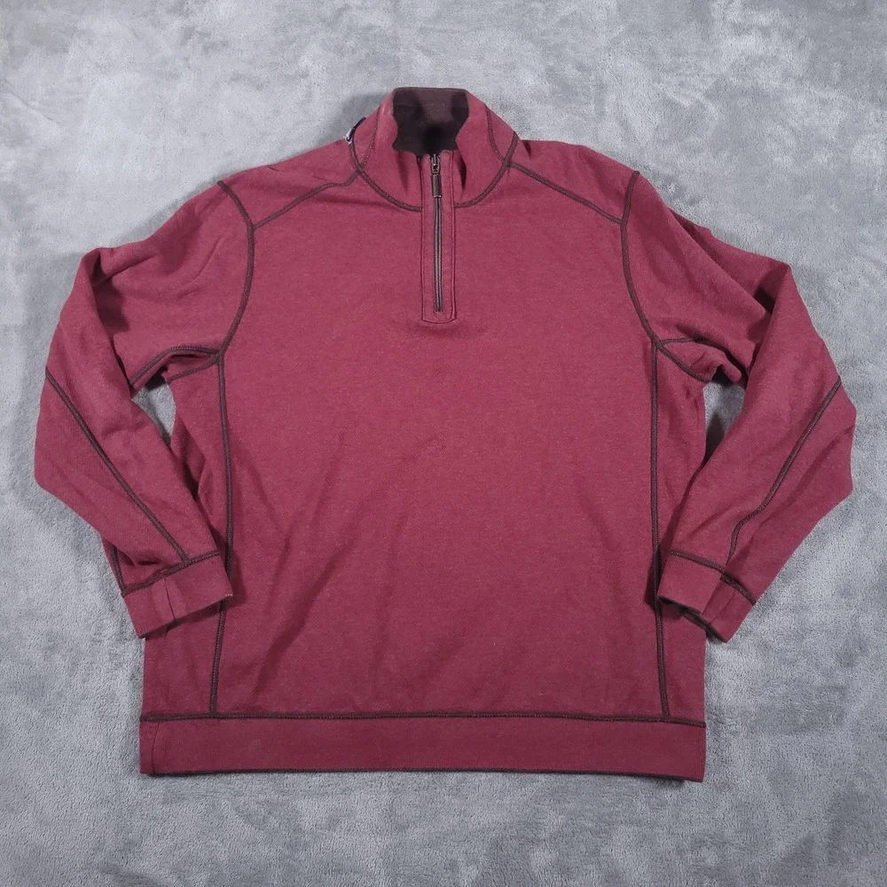 Tommy Bahama Sweater‎ Mens Large Reversible Half Zip Pullover Casual Paint